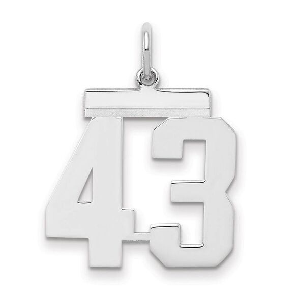 Sterling Silver Athletic Collection Medium Polished Number 43 Pendant